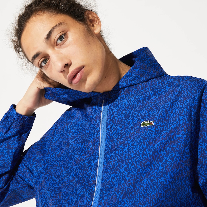 Casacos Lacoste Masculino Azul Marinho Azuis Azuis SPORT Hooded Print Zip KJ6-78167A8