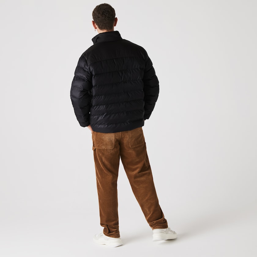 Casacos Lacoste Masculino Cinzentas Escuro Pretas SPORT Two-Tone Water-Resistant Quilted QK1-14151D8