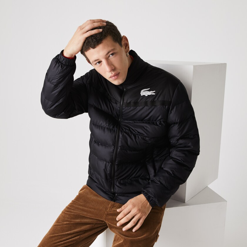 Casacos Lacoste Masculino Cinzentas Escuro Pretas SPORT Two-Tone Water-Resistant Quilted QK1-14151D8