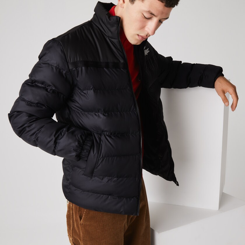 Casacos Lacoste Masculino Cinzentas Escuro Pretas SPORT Two-Tone Water-Resistant Quilted QK1-14151D8