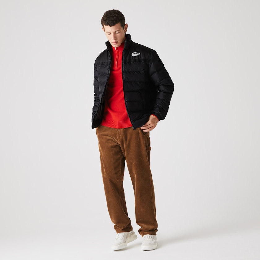 Casacos Lacoste Masculino Cinzentas Escuro Pretas SPORT Two-Tone Water-Resistant Quilted QK1-14151D8