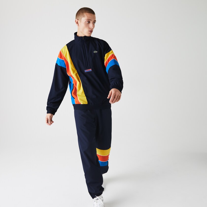 Casacos Lacoste Masculino Azul Marinho Azuis Azuis Vermelhas Amarelas SPORT Zip Neck Lightweight Water-Resistant YY9-02950E4