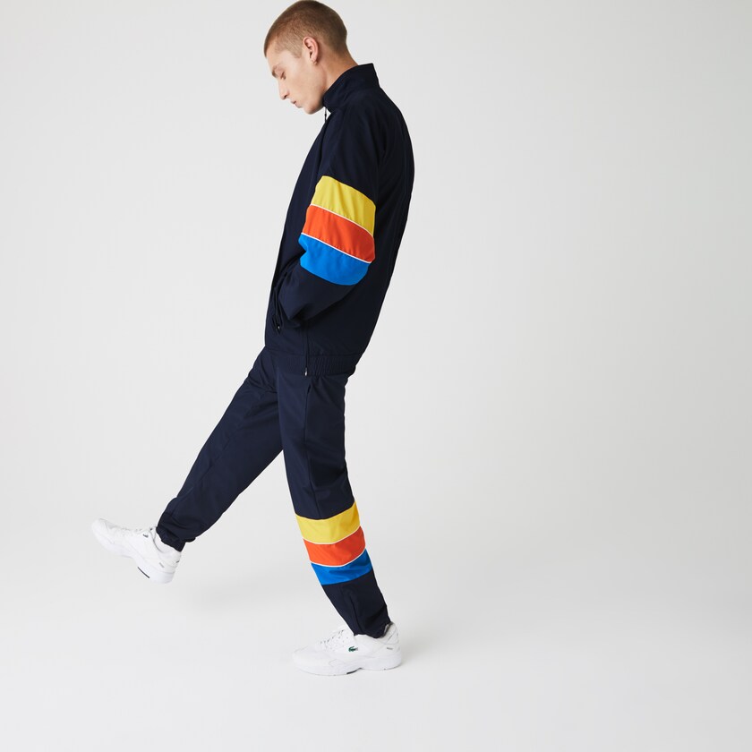Casacos Lacoste Masculino Azul Marinho Azuis Azuis Vermelhas Amarelas SPORT Zip Neck Lightweight Water-Resistant YY9-02950E4