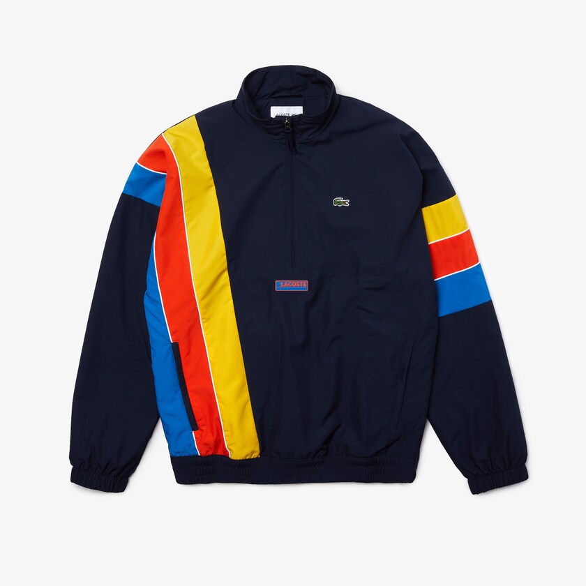 Casacos Lacoste Masculino Azul Marinho Azuis Azuis Vermelhas Amarelas SPORT Zip Neck Lightweight Water-Resistant YY9-02950E4