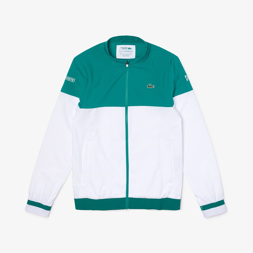 Casacos Lacoste Masculino Branco Verdes SPORT x Novak Djokovic Colorblock Zip ZU8-66096J8