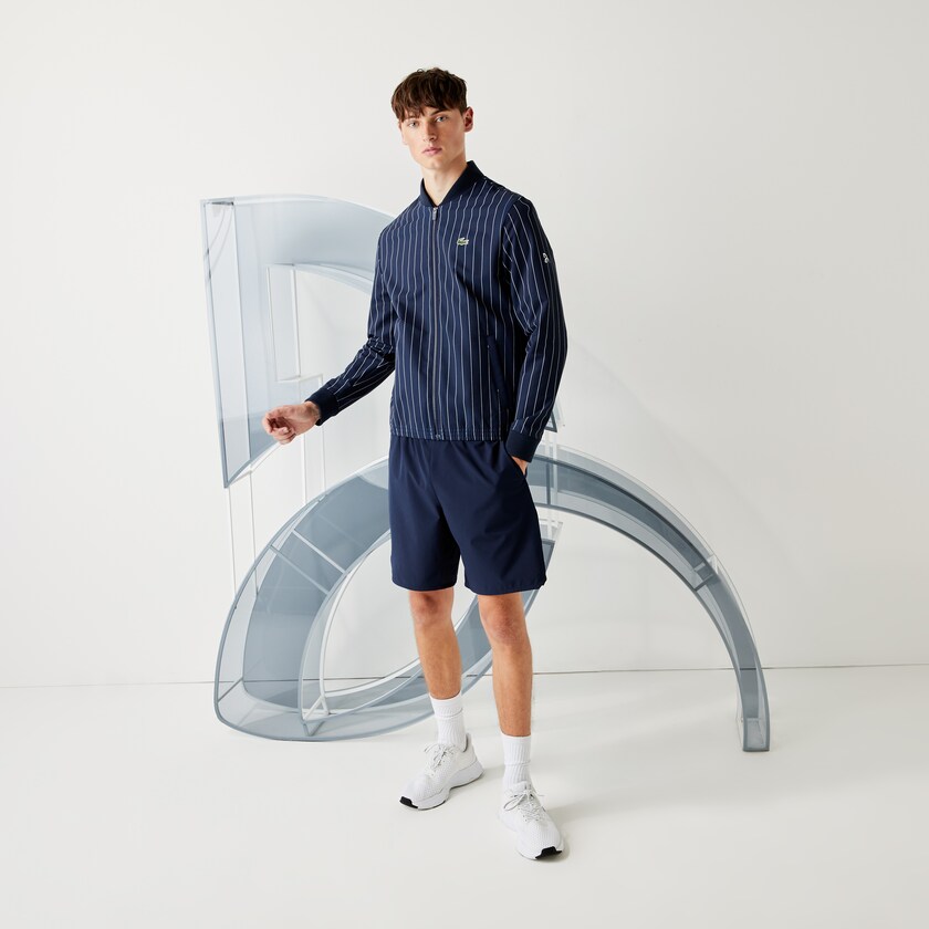 Casacos Lacoste Masculino Azul Marinho Azuis Branco SPORT x Novak Djokovic Striped Bomber TW4-51715D0