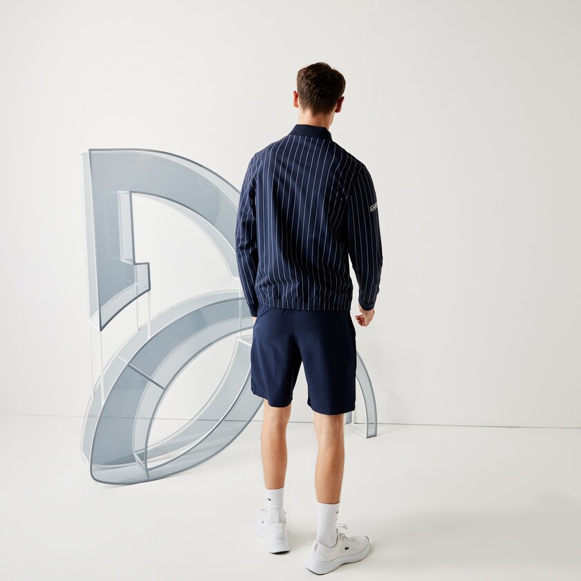 Casacos Lacoste Masculino Azul Marinho Azuis Branco SPORT x Novak Djokovic Striped Bomber TW4-51715D0