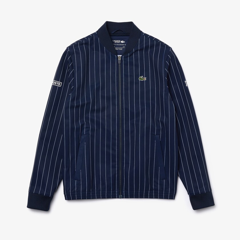 Casacos Lacoste Masculino Azul Marinho Azuis Branco SPORT x Novak Djokovic Striped Bomber TW4-51715D0