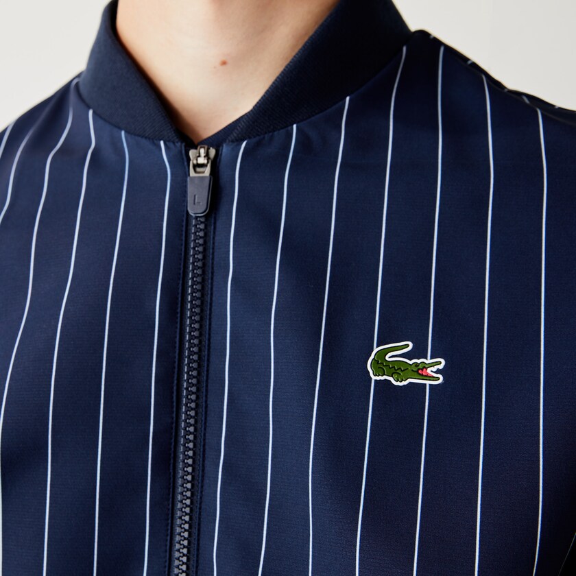 Casacos Lacoste Masculino Azul Marinho Azuis Branco SPORT x Novak Djokovic Striped Bomber TW4-51715D0