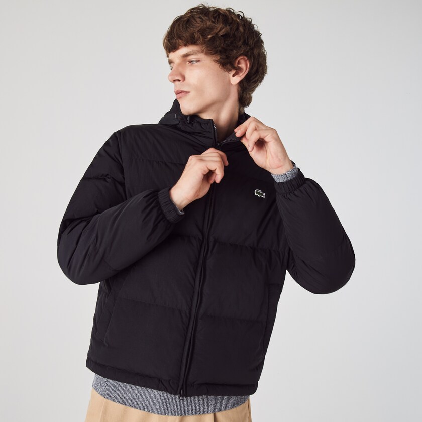 Casacos Lacoste Masculino Pretas Short Lightweight Water-Resistant Puffer MQ3-09650I9