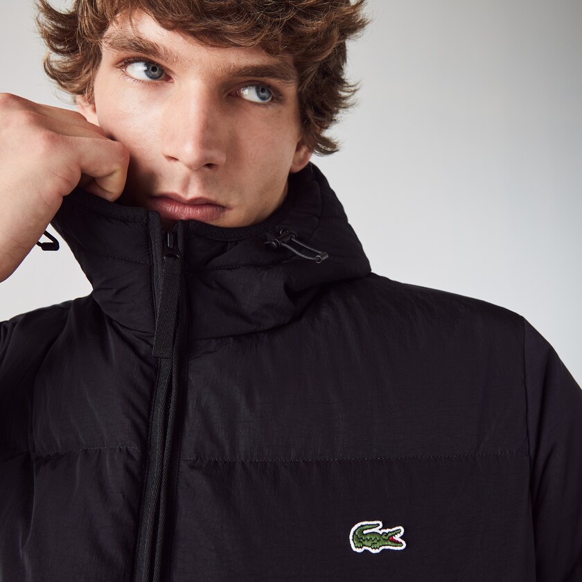 Casacos Lacoste Masculino Pretas Short Lightweight Water-Resistant Puffer MQ3-09650I9