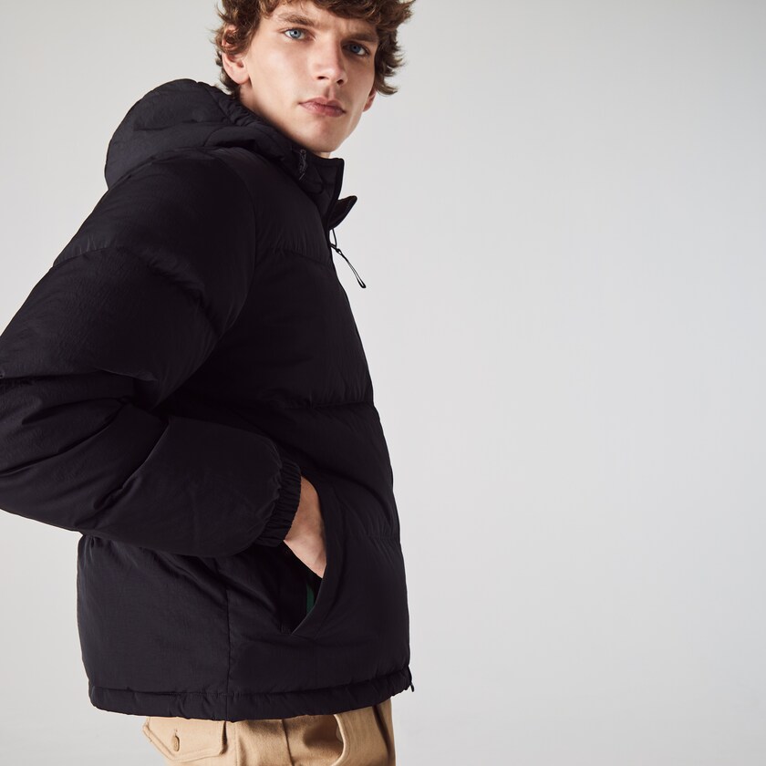 Casacos Lacoste Masculino Pretas Short Lightweight Water-Resistant Puffer MQ3-09650I9