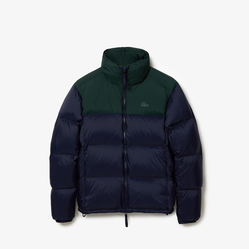Casacos Lacoste Feminino Azul Marinho Azuis Verdes Stand-Up Collar Concealed Hood Colourblock Short EH2-54355J2