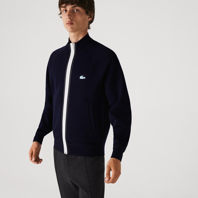 Casacos Lacoste Masculino Azul Marinho Azuis Azuis Stand-Up Collar Reversible Zippered GT4-12561T5