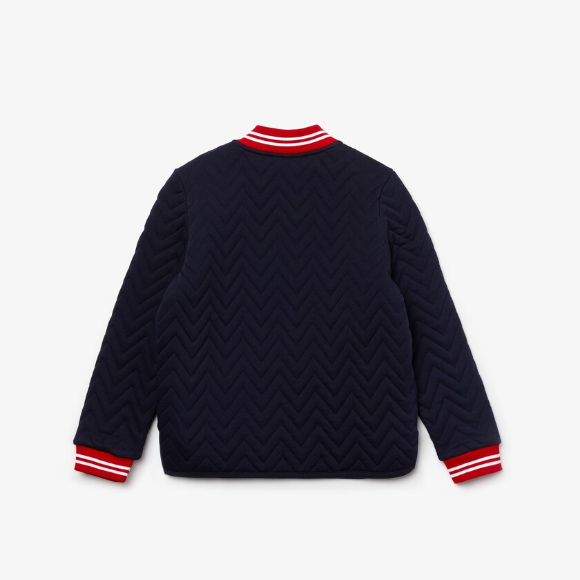 Casacos Lacoste Criança Azul Marinho Azuis Vermelhas Branco Striped Detail Zippered Quilted Cotton Teddy PK4-83468Y1