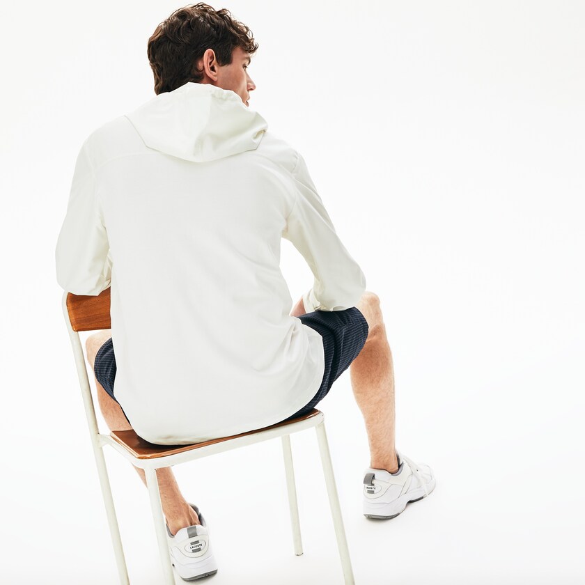 Casacos Lacoste Masculino Branco Two-Tone Zip-Up LT7-04790J7
