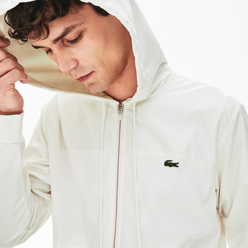 Casacos Lacoste Masculino Branco Two-Tone Zip-Up LT7-04790J7