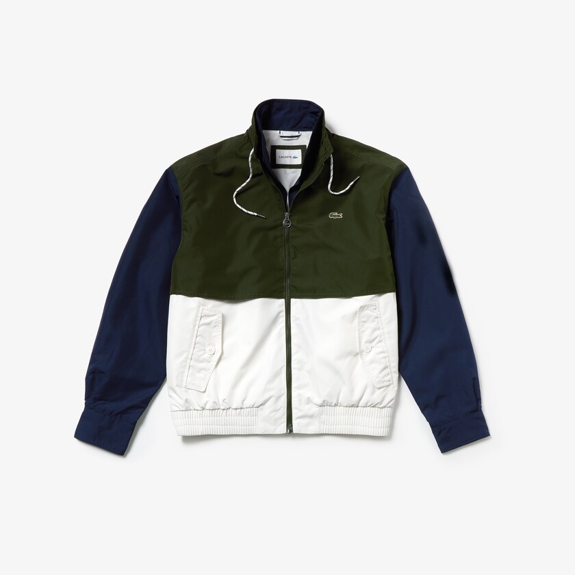 Casacos Lacoste Masculino Branco Caqui Verdes Azul Marinho Azuis Water-Resistant Full-Zip CA4-93609I7