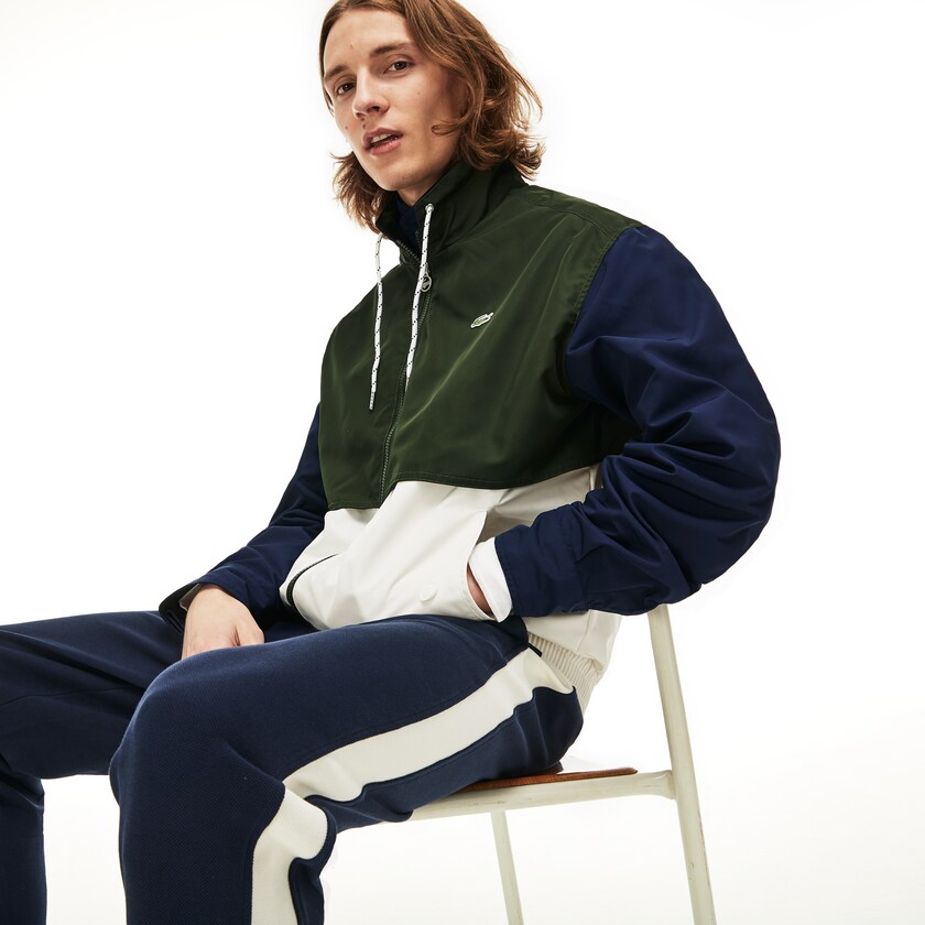 Casacos Lacoste Masculino Branco Caqui Verdes Azul Marinho Azuis Water-Resistant Full-Zip CA4-93609I7