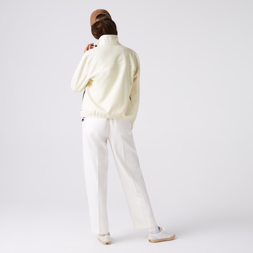 Casacos Lacoste Feminino Branco Pretas Zippered Collar Flowy Wool Blend FQ2-40864V9
