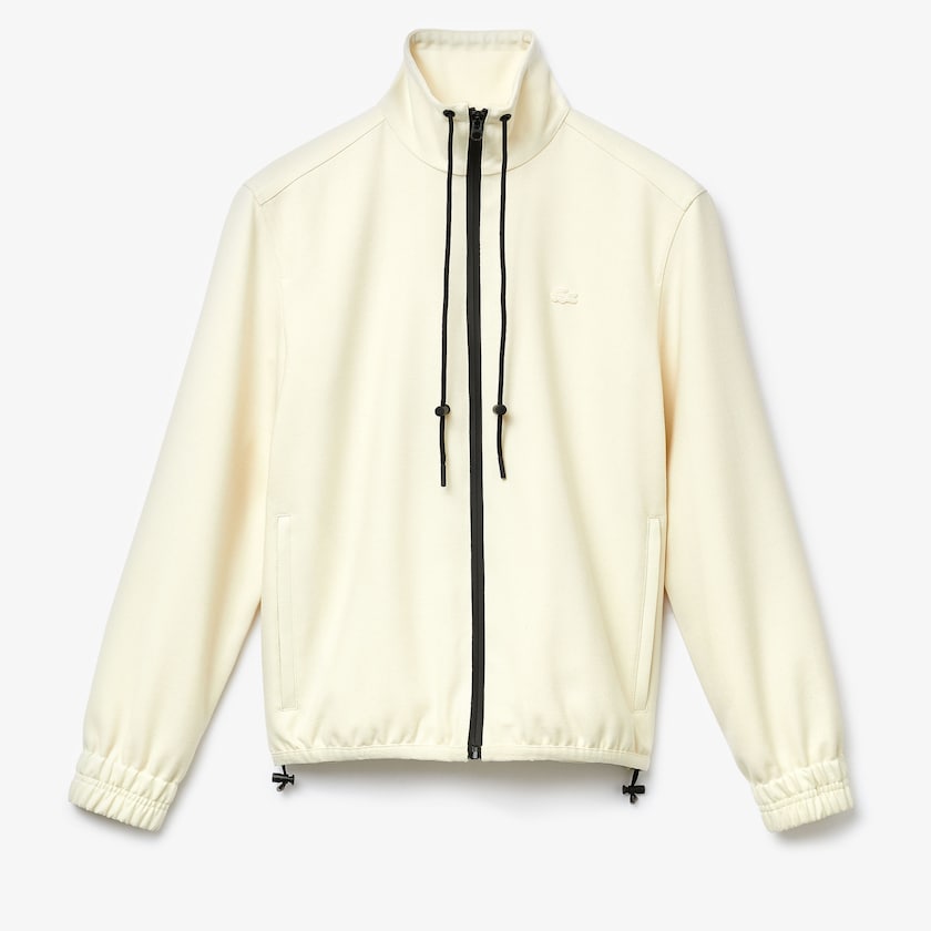 Casacos Lacoste Feminino Branco Pretas Zippered Collar Flowy Wool Blend FQ2-40864V9