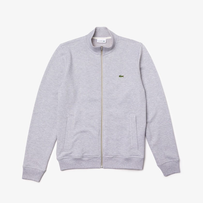 Casacos Lacoste Masculino Cinzentas Zippered Stand-Up Collar Piqué Fleece AA9-16151S5