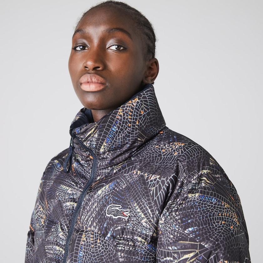 Casacos Lacoste Feminino Branco Azul Marinho Azuis x National Geographic Print Quilted VJ6-16341F6