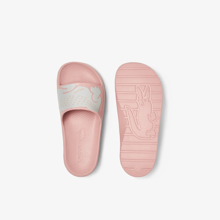 Chinelos Lacoste Feminino Luz Rosa Branco Croco 2.0 Synthetic Print JD4-60756O8