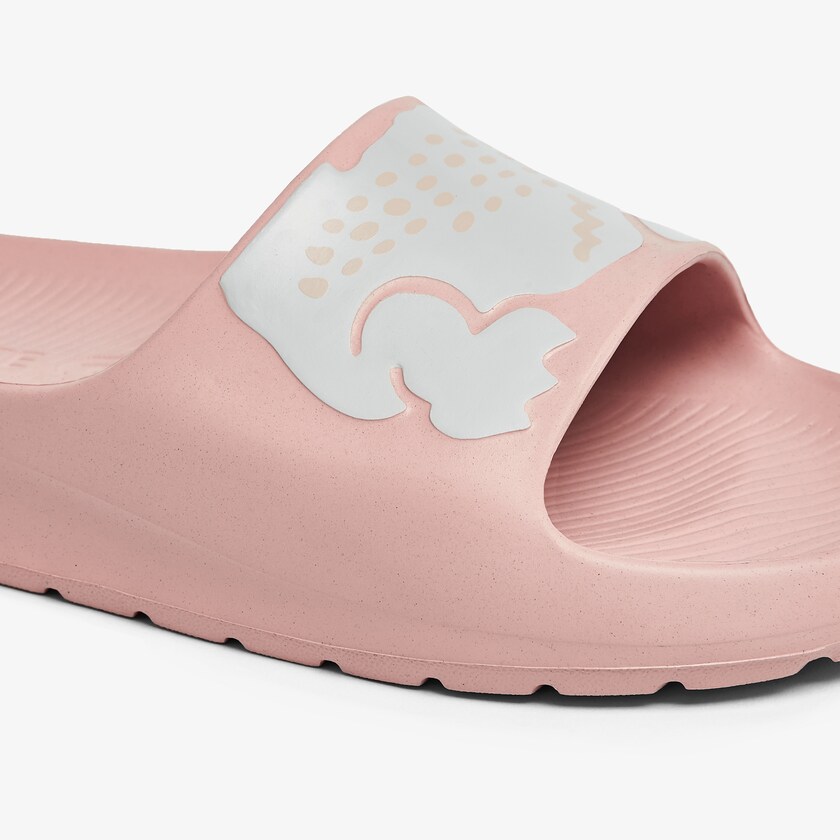 Chinelos Lacoste Feminino Luz Rosa Branco Croco 2.0 Synthetic Print JD4-60756O8