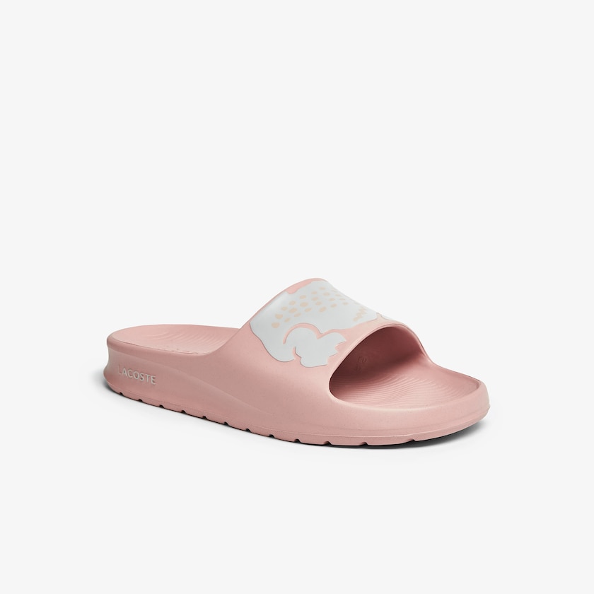 Chinelos Lacoste Feminino Luz Rosa Branco Croco 2.0 Synthetic Print JD4-60756O8