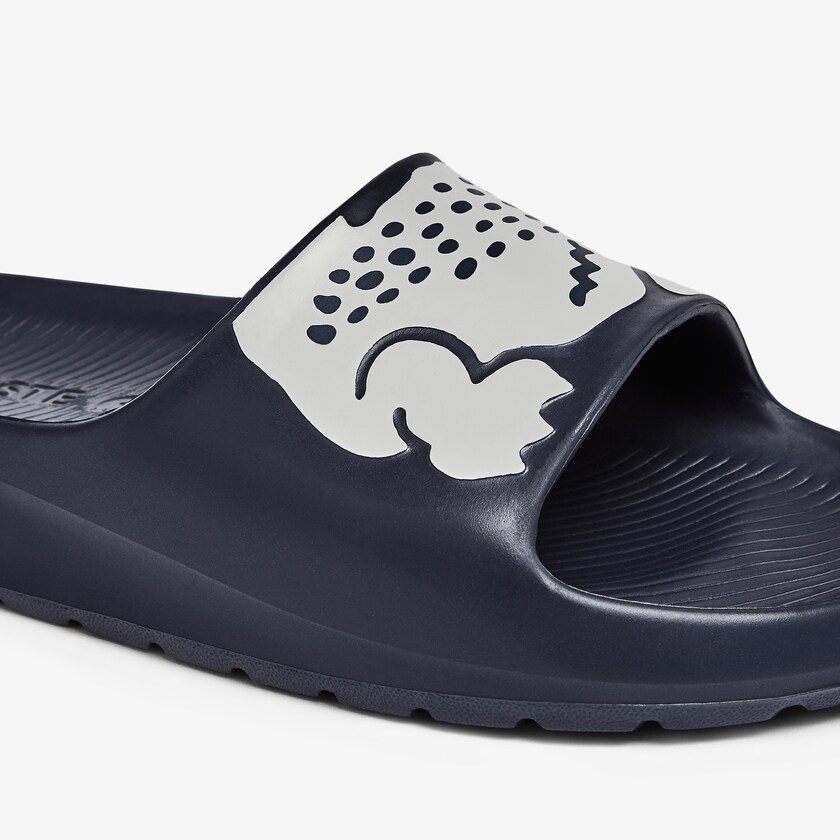 Chinelos Lacoste Feminino Azul Marinho Branco Croco 2.0 Synthetic Print PU2-82018A2