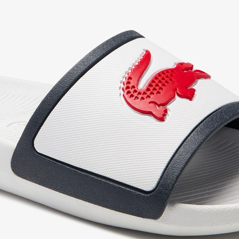 Chinelos Lacoste Masculino Branco Bege Croco Rubber Strap Synthetic WX3-71477F9