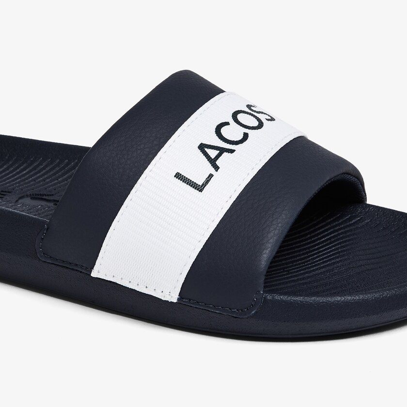 Chinelos Lacoste Masculino Azul Marinho Branco Croco Textile Logo BG5-99779H1