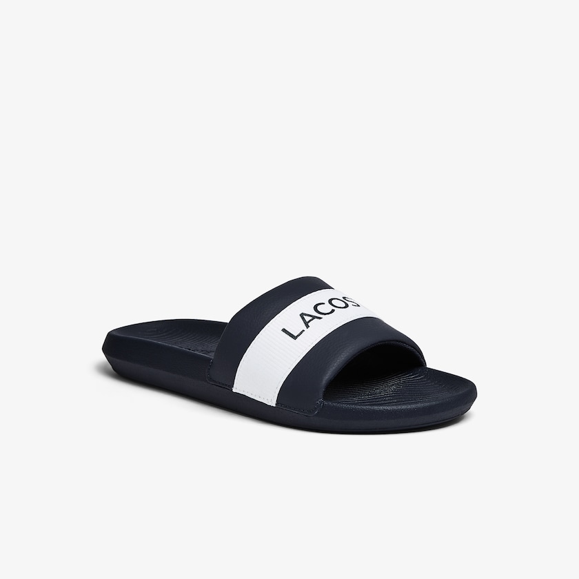 Chinelos Lacoste Masculino Azul Marinho Branco Croco Textile Logo BG5-99779H1