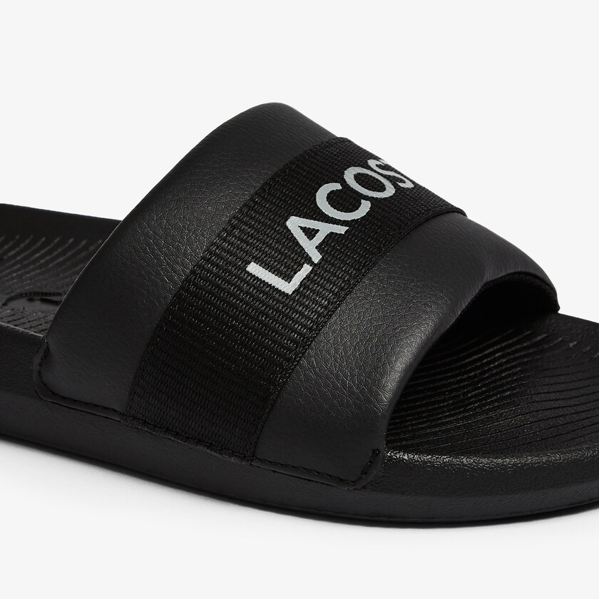 Chinelos Lacoste Masculino Pretas Pretas Croco Textile Logo RI8-36203I6