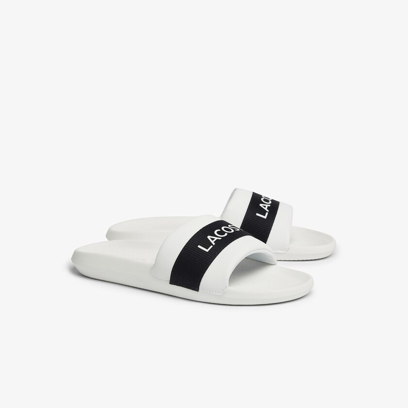 Chinelos Lacoste Masculino Branco Azul Marinho Croco Textile Logo RJ6-60576O8