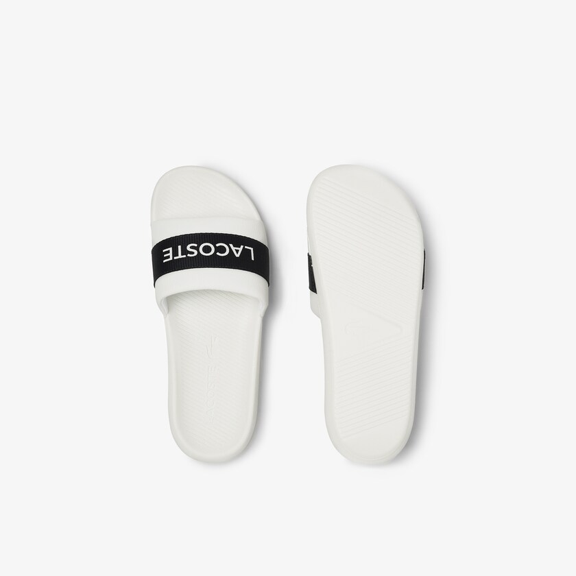 Chinelos Lacoste Masculino Branco Azul Marinho Croco Textile Logo RJ6-60576O8