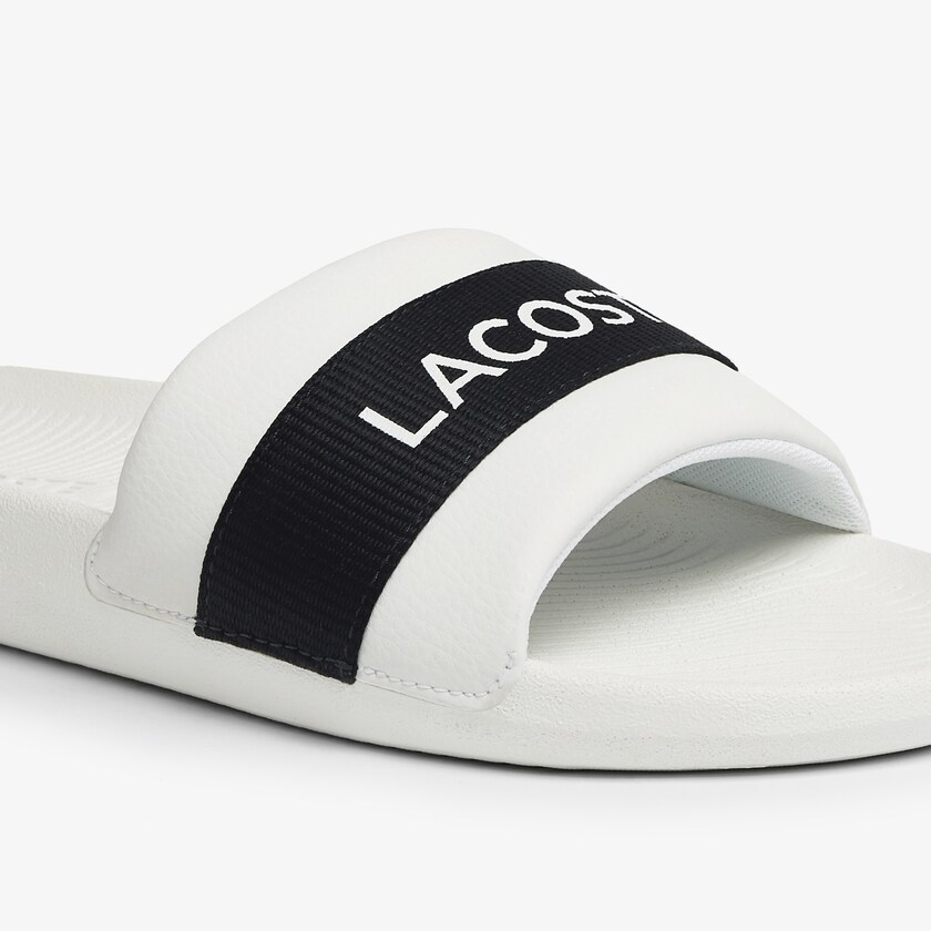 Chinelos Lacoste Masculino Branco Azul Marinho Croco Textile Logo RJ6-60576O8