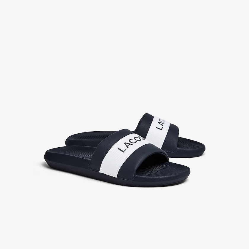 Chinelos Lacoste Masculino Azul Marinho Branco Croco Textile Logo RH1-93789F6
