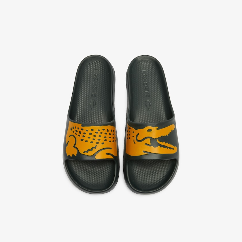 Chinelos Lacoste Masculino Verdes Escuro Amarelas x Ricky Regal Synthetic Crocodile AL7-46224G6