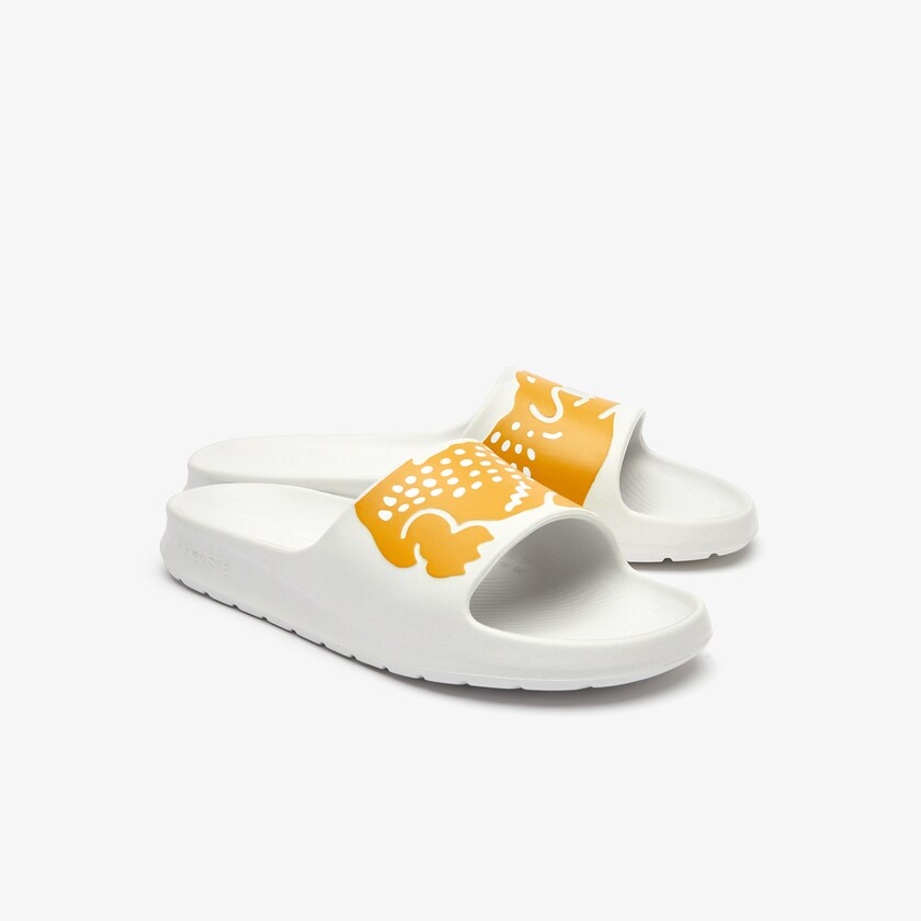 Chinelos Lacoste Masculino Branco Amarelas x Ricky Regal Synthetic Crocodile AF5-75157M6