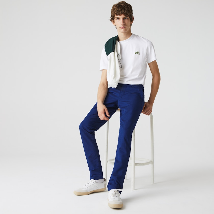 Calças Chino Lacoste Masculino Azul Marinho Azuis Cotton-Linen DC4-91919V6