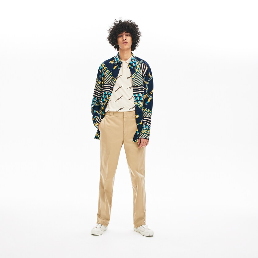 Calças Chino Lacoste Masculino Bege LIVE Pleated Cotton MO2-04590M9