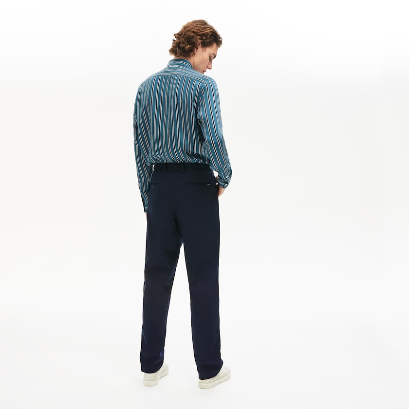 Calças Chino Lacoste Masculino Azul Marinho Azuis Pleat-Front Twill KW2-19221B0