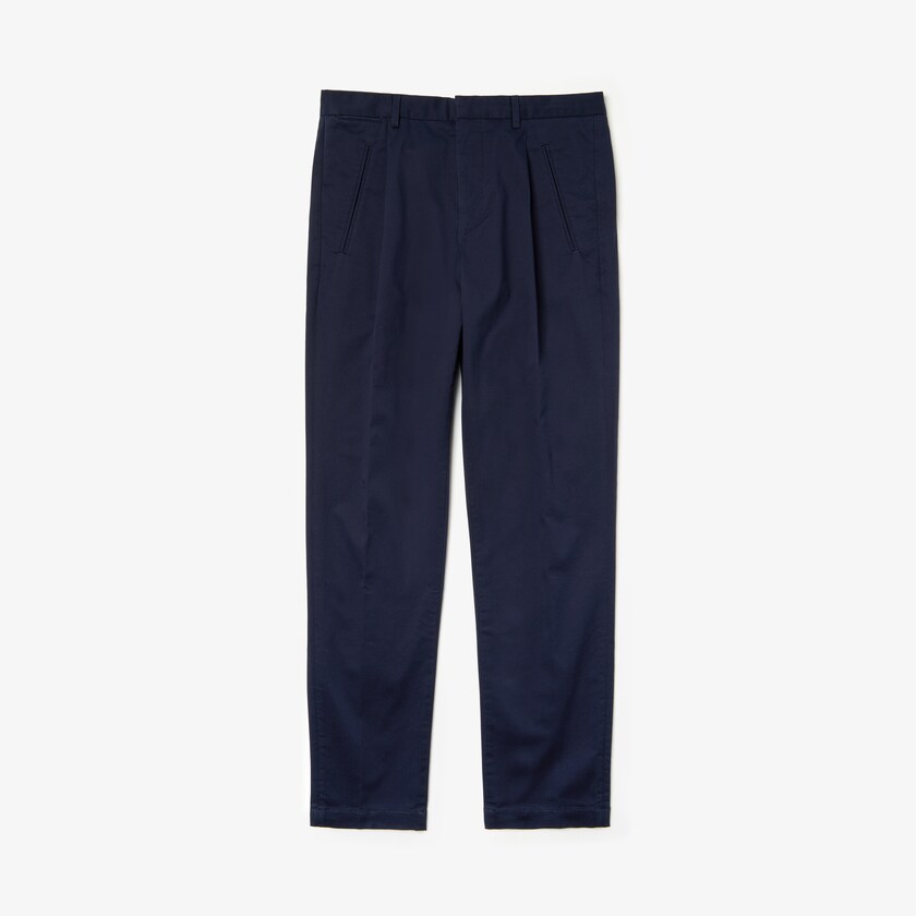 Calças Chino Lacoste Masculino Azul Marinho Azuis Pleat-Front Twill KW2-19221B0