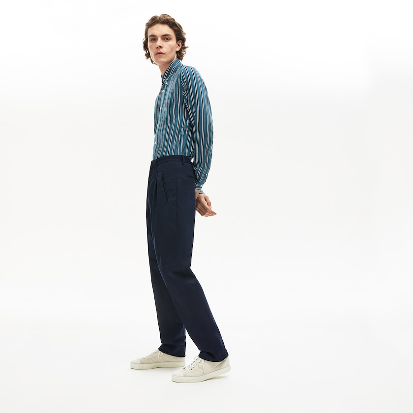 Calças Chino Lacoste Masculino Azul Marinho Azuis Pleat-Front Twill KW2-19221B0