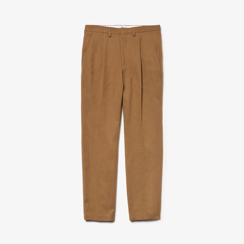 Calças Chino Lacoste Masculino Marrom Pleated Cotton-Linen RL9-65966Y8