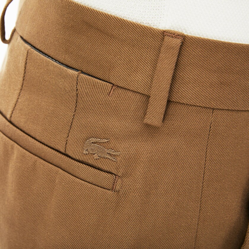 Calças Chino Lacoste Masculino Marrom Pleated Cotton-Linen RL9-65966Y8