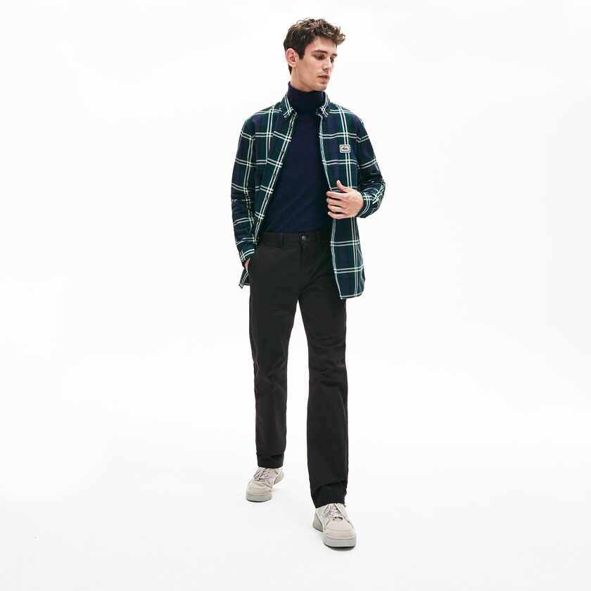 Calças Chino Lacoste Masculino Pretas Regular Fit Stretch Cotton LS5-50665Q2