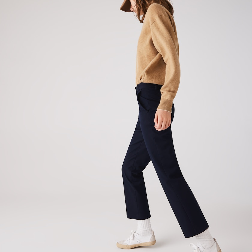 Calças Chino Lacoste Feminino Azul Marinho Azuis Stretch Cotton RR8-64486B5